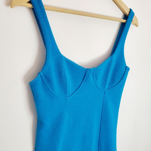 Blue Corset Bustier Mini Dress Medium Bodycon Stretch By Zara - Picture 4 of 12